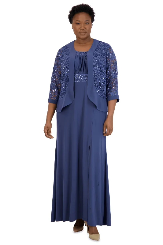 Elegant Beaded Dress R&M Richards 3785W Long Plus Size Formal Jacket Gown Sale