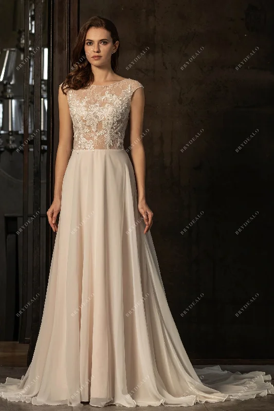 Beaded Lace Chiffon Wedding Dress