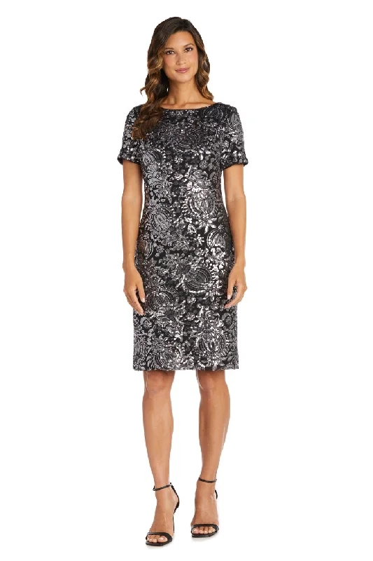 Statement Sleeve Dress Black/Gunmetal 18 R&M Richards 9161 Short Mother Of The Bride Dress Sale Statement Sleeve Dress Black/Gunmetal 18 R&M Richards 9161 Short Mother Of The Bride Dress Sale