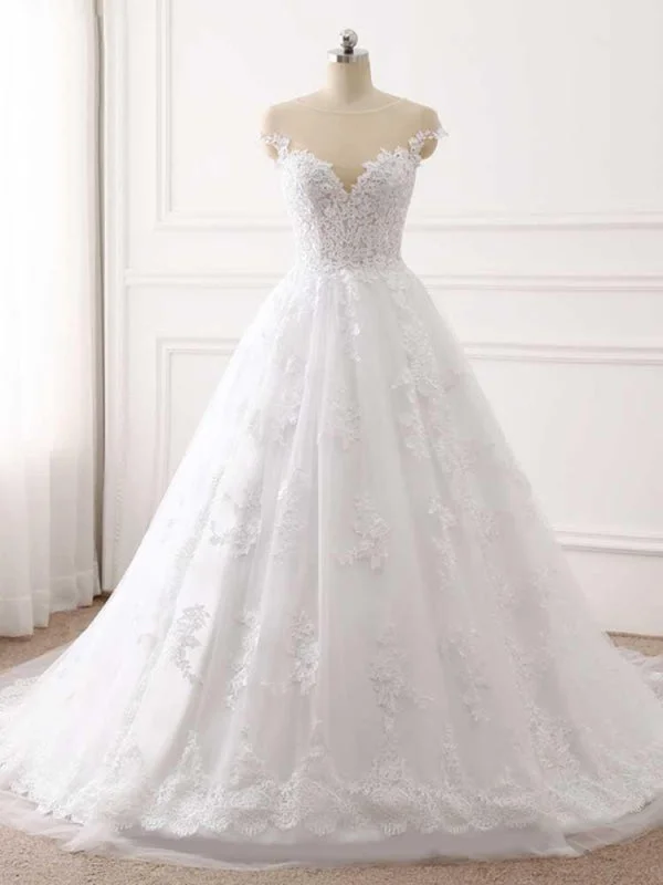 Lace Appliques Ball Gown Wedding Dresses