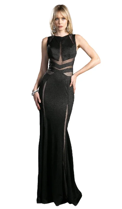 Cinderella Divine - Embellished Jewel Neck Sheath Dress