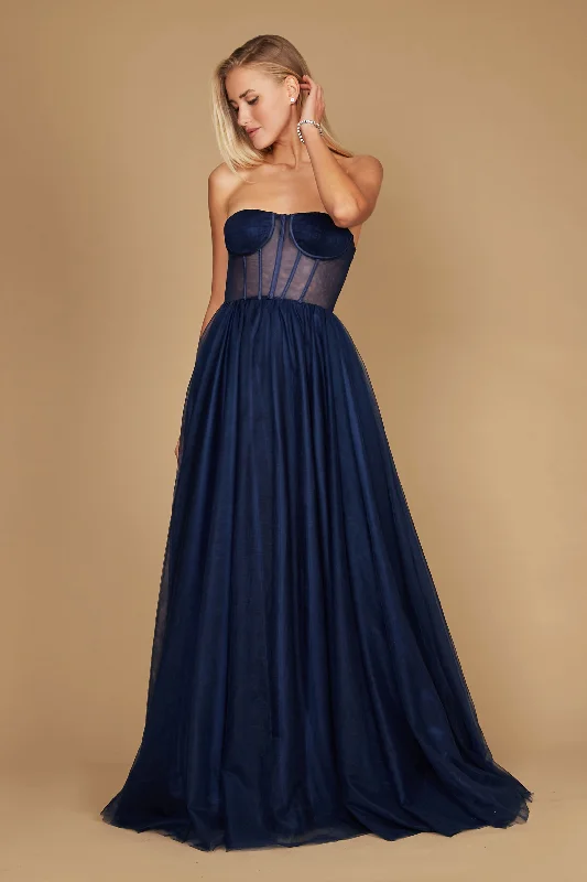 Rich Velvet Dress Dylan & Davids Corset Prom Party Dress Formal Ball Gown Navy