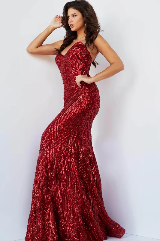 Jovani 09695 - Sequined Sheath Prom Dress