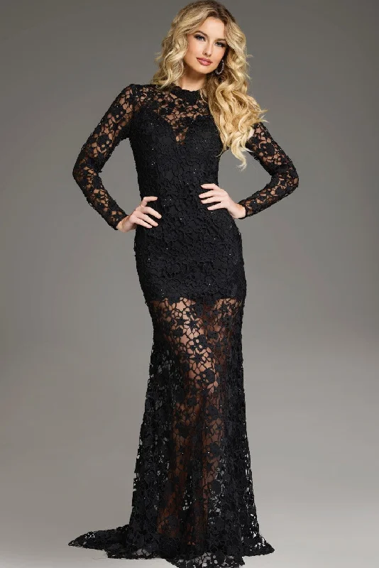 Jovani 39034 Long Sleeve Formal Fitted Lace Evening Dress