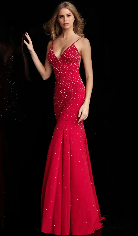 Jovani - 63563 Studded Backless Jersey Junior Prom Gown