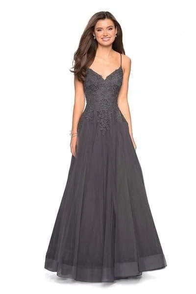 La Femme - 27569 Floral Embellished V-Neck Ballgown