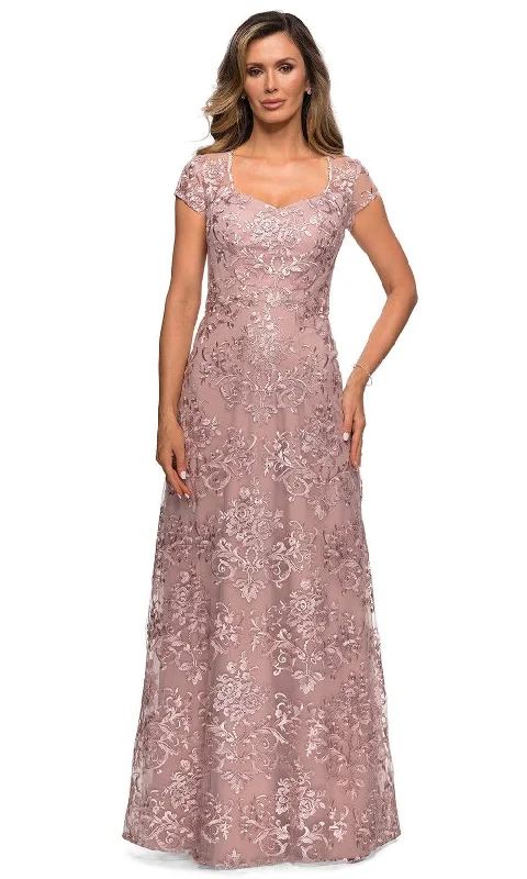 La Femme - 27951 Lace V Neck Sheath Mother of the Bride Dress