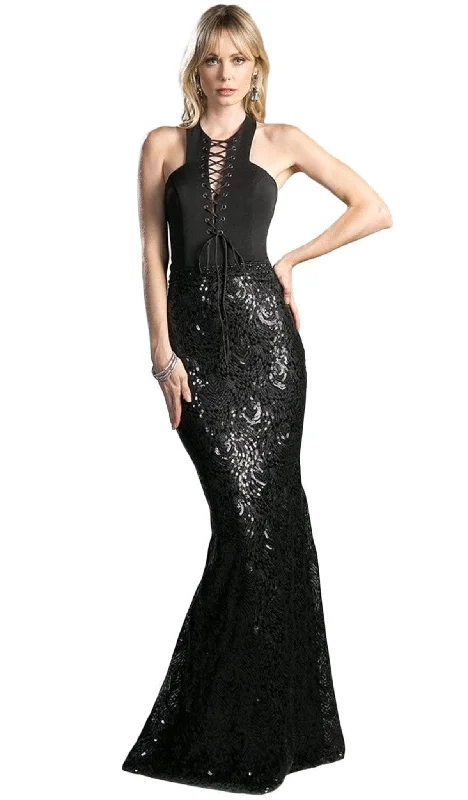 Ladivine 62495 - Sleeveless Sequined Sheath Long Gown