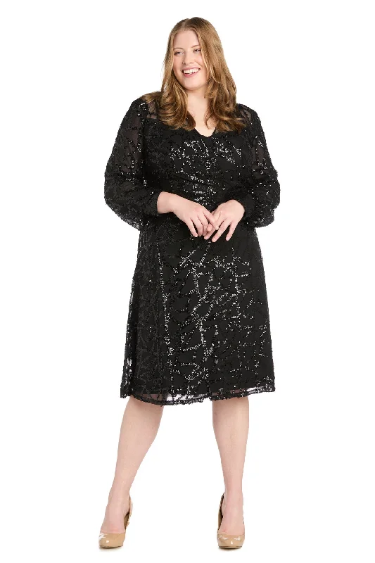 R&M Richards 3250W Short Sequin Cocktail Plus Size Dress