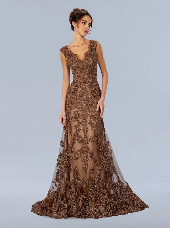 Elegant Beaded Dress Stella Couture 24305 Mocha 16 Sale