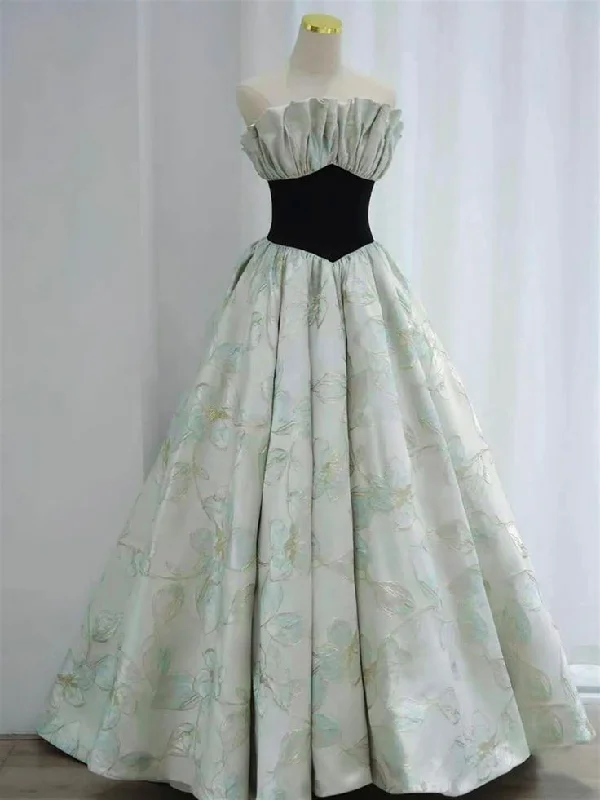 Dainty Chiffon Dress Light Blue Jacquard Gold Flower Black Velvet Elegant Dress Prom Quinceanera Dress Evening Dress,DP384 Dainty Chiffon Dress Light Blue Jacquard Gold Flower Black Velvet Elegant Dress Prom Quinceanera Dress Evening Dress,DP384