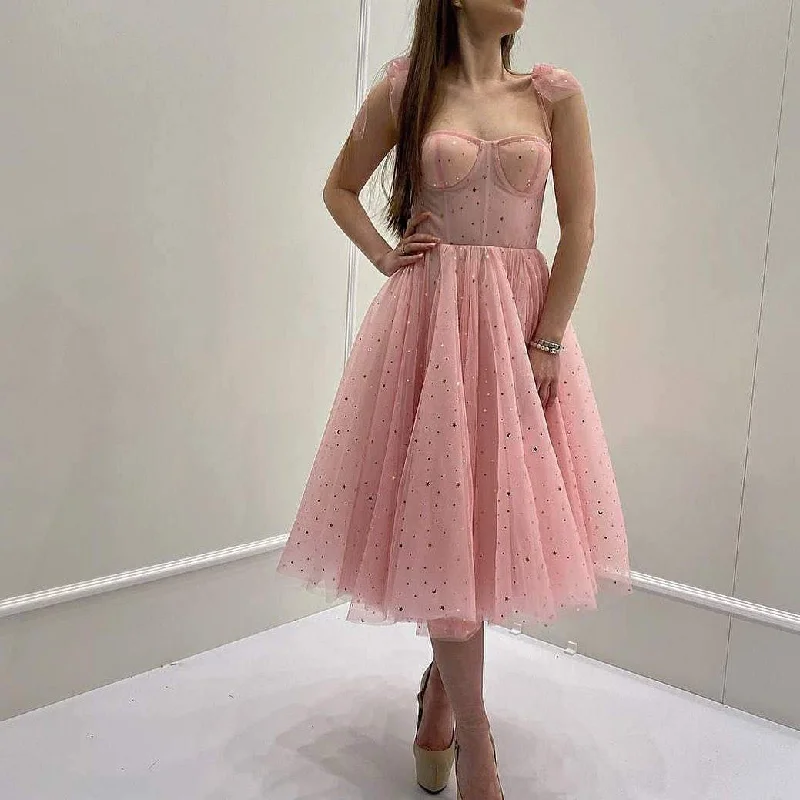 Fashionable Formal Dress Princess Straps Peach Pink Formal homecoming Dress,Star Tea Length Prom Dress,DS4309 Fashionable Formal Dress Princess Straps Peach Pink Formal homecoming Dress,Star Tea Length Prom Dress,DS4309