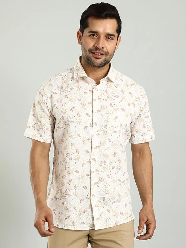 Men Printed Half Sleeve Viscose Blend Shirt