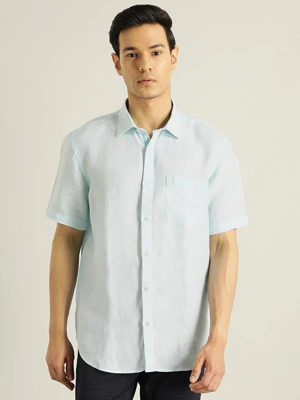 Men Solid Half Sleeve Linen Shirt