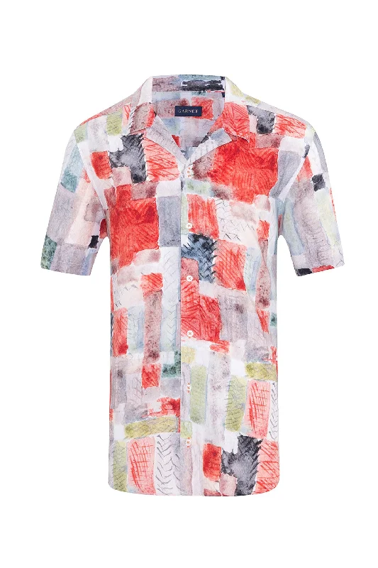 Printed Abstract Viscose Shirt