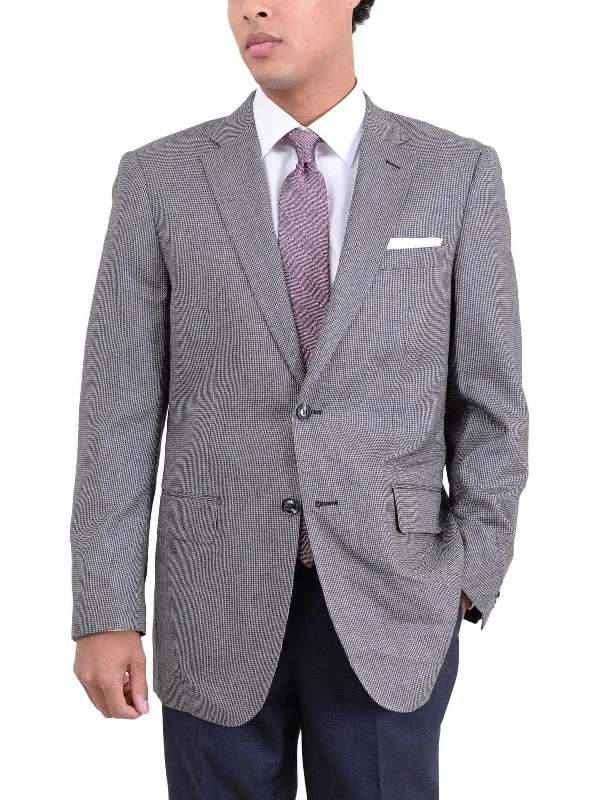 Arthur Black Classic Fit Gray Houndstooth Two Button Wool Blazer Sportcoat