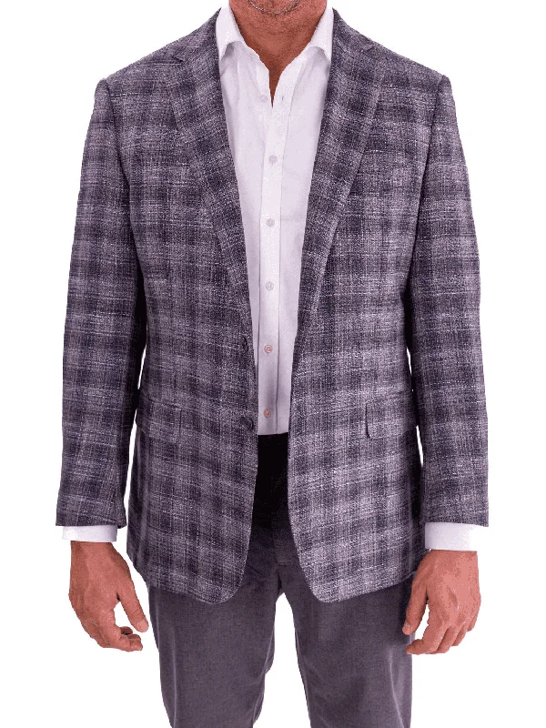 Blujacket Gray Blue Plaid Regular Fit Botto Giuseppe Wool Blend Blazer Sportcoat