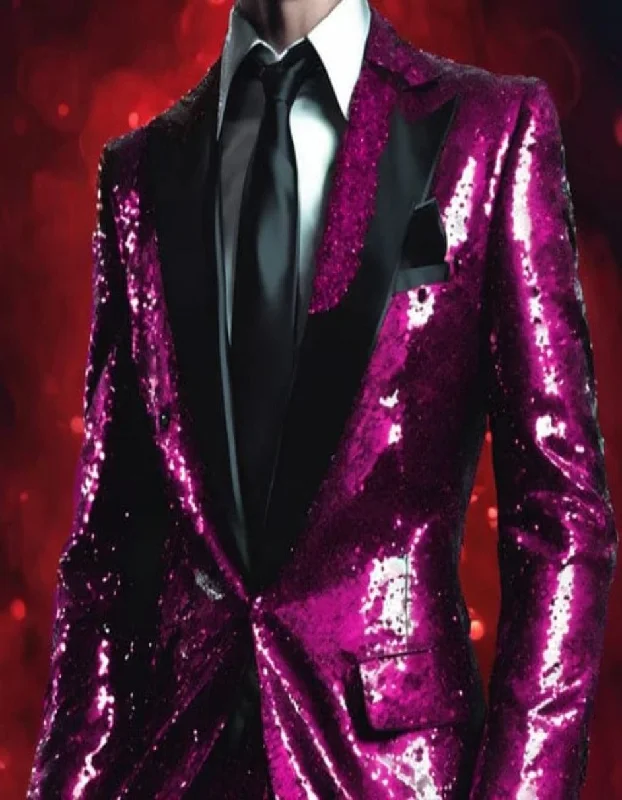 Mens Sequin Suit - Sparkly Suit - Hot Pink Glitter Suit