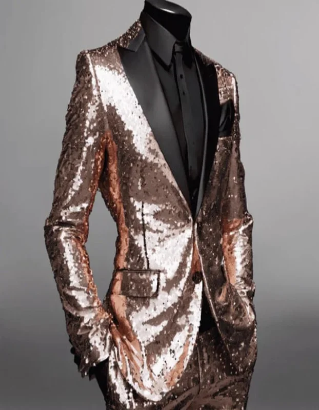 Mens Sequin Suit - Sparkly Suit - Rose Gold Glitter Suit