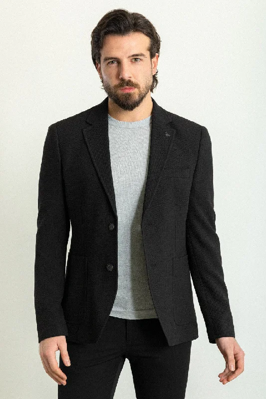 Bojoni Torretta Slim Fit Woven Black Blazer