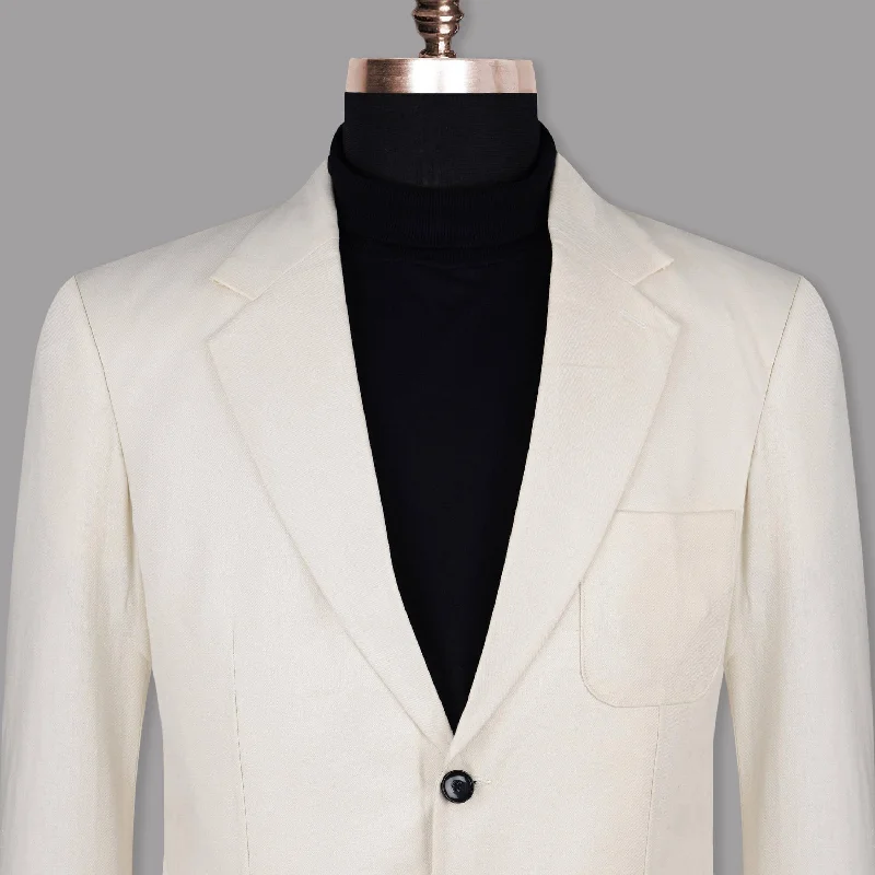 Pearl White Luxurious Linen Summer Sports Blazer