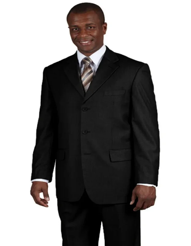 Pleated Suit - Mens Suits With Pleated Pant -  Regular Fit Suit - Black Regular Suit