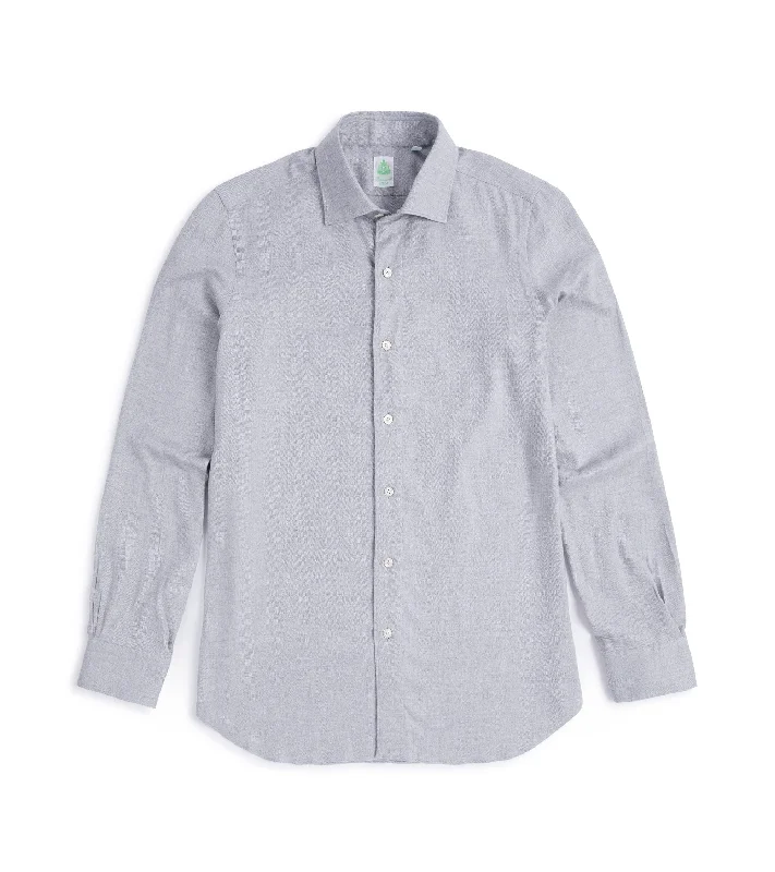 Finamore Cotton Tencel Brushed Flannel Gaeta Luigi Shirt: Grey