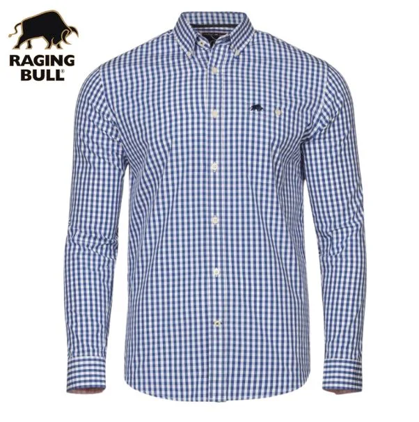 Raging Bull Classic Blue Gingham Check Blue