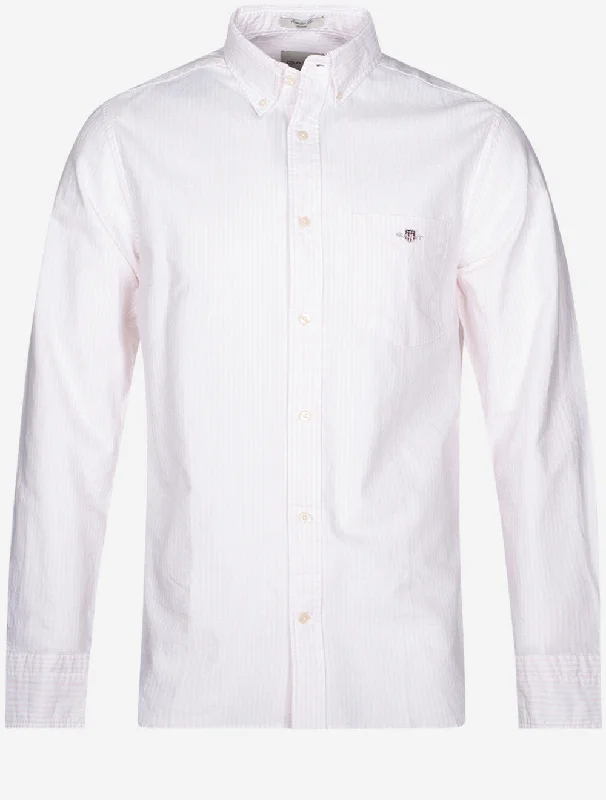 Regular Fit Oxford Banker Stripe Shirt Light Pink