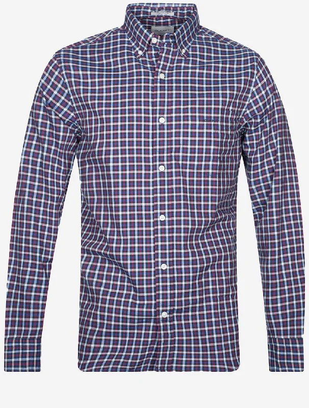 Regular Twill Micro Multi Check Shirt Evening Blue