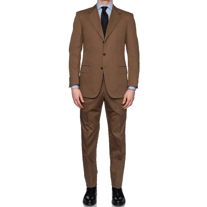 SARTORIA CASTANGIA Hand Made Brown Cotton Suit EU 48 NEW US 38