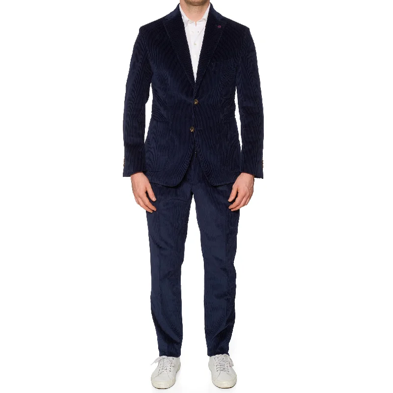 SARTORIA PARTENOPEA Blue Corduroy Cotton Suit EU 50 NEW US 38 40 Current Model