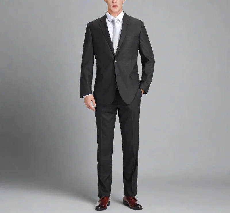 Super 140s Wool 2-Button SLIM FIT Suit in Charcoal (Short, Regular, and Long Available) by Renoir