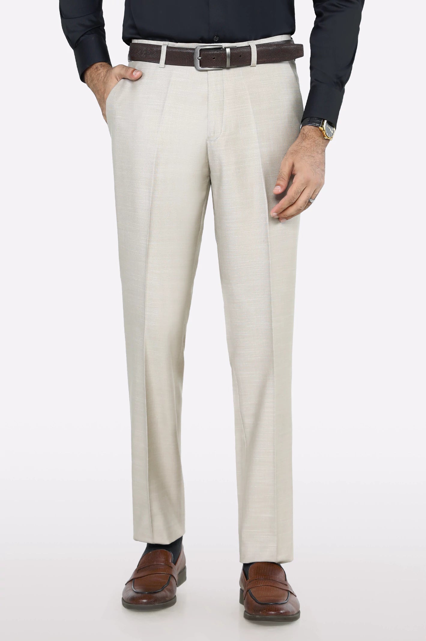 Sand Regular Fit Formal Trouser