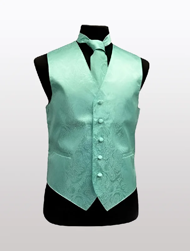 Men's Paisley Aqua Tuxedo Vest