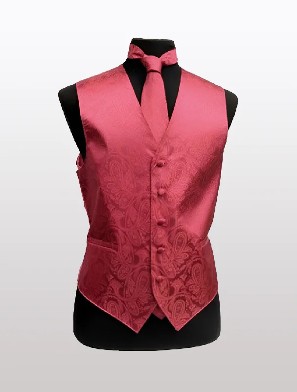 Men's Paisley Coral Tuxedo Vest