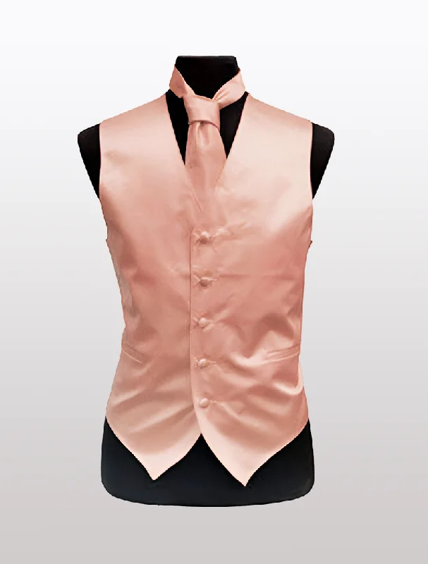 Men's Solid Satin Salmon Tuxedo Vest