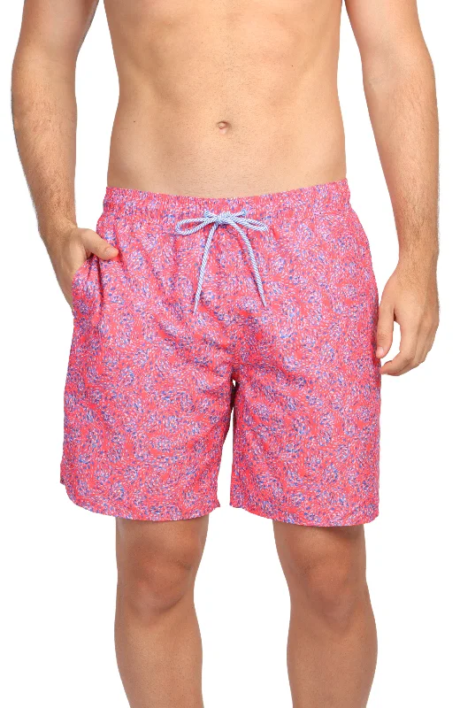 Pink Abstract Print Swim Shorts