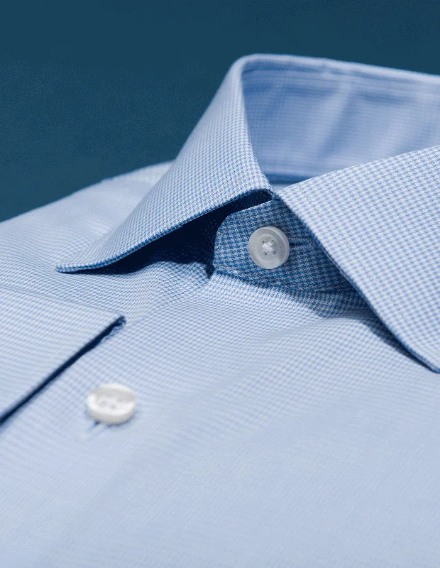 Wrinkle-Resistant Twill - French Blue Houndstooth